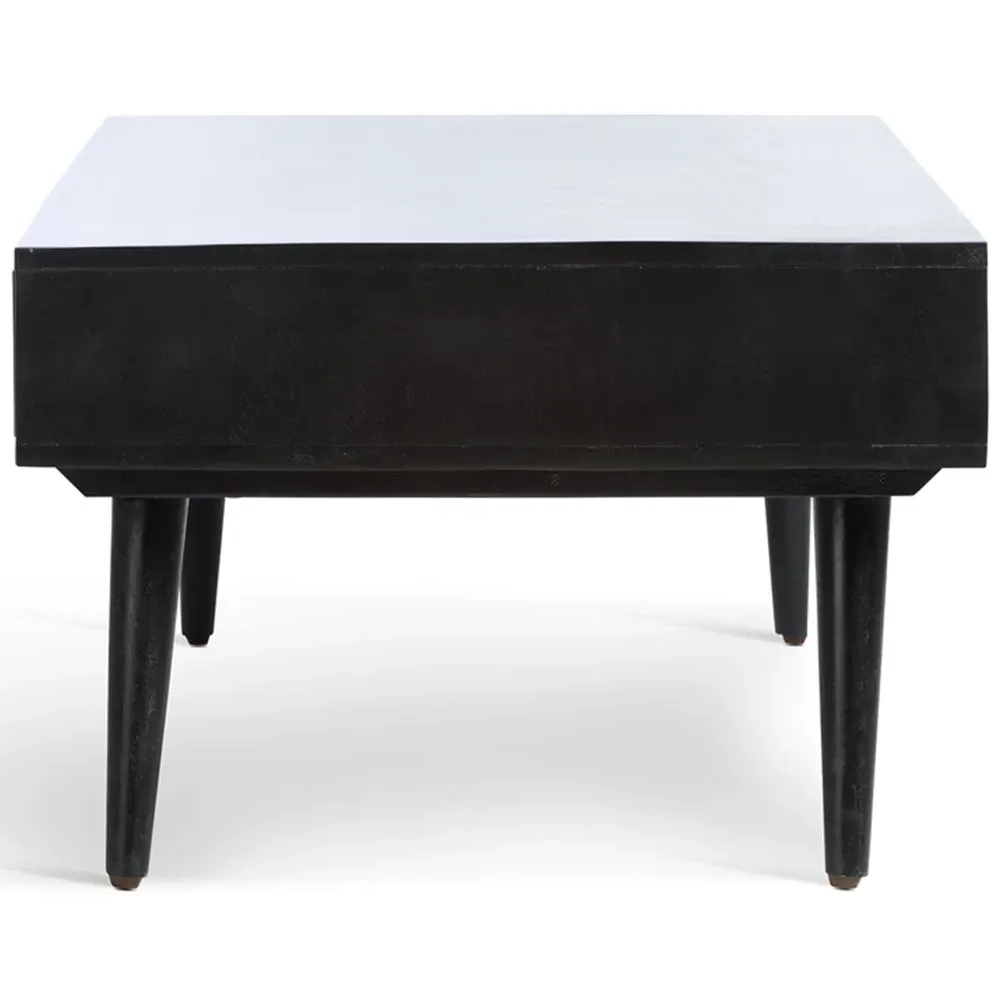 Manhattan 2 Drawer Coffee Table - Black, Rattan