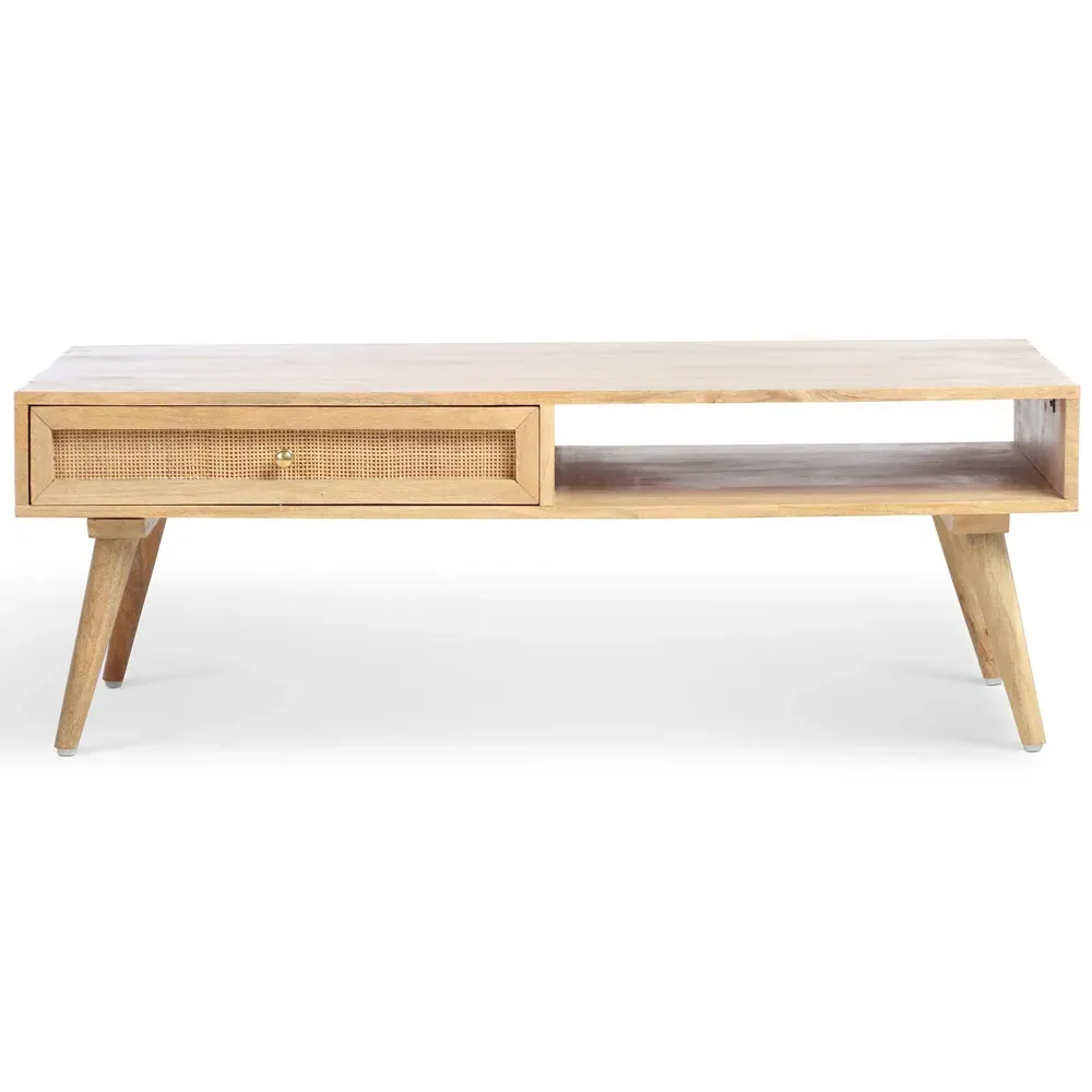Manhattan 2 Drawer Coffee Table - Cream, Mango Wood