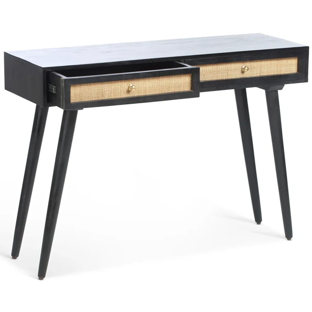 Manhattan 2 Drawer Console Table - Black, Mango Wood