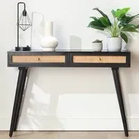 Manhattan 2 Drawer Console Table - Black, Mango Wood