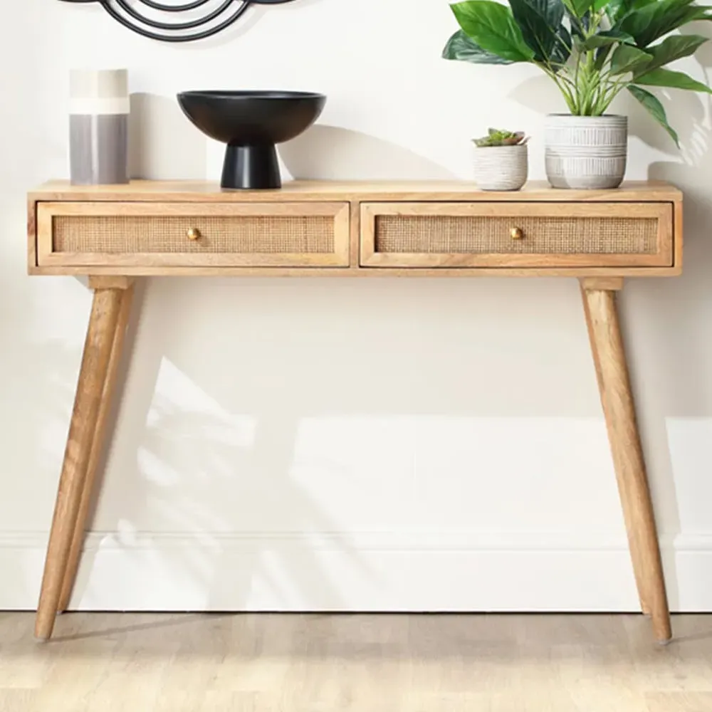 Manhattan 2 Drawer Console Table - Cream, Mango Wood