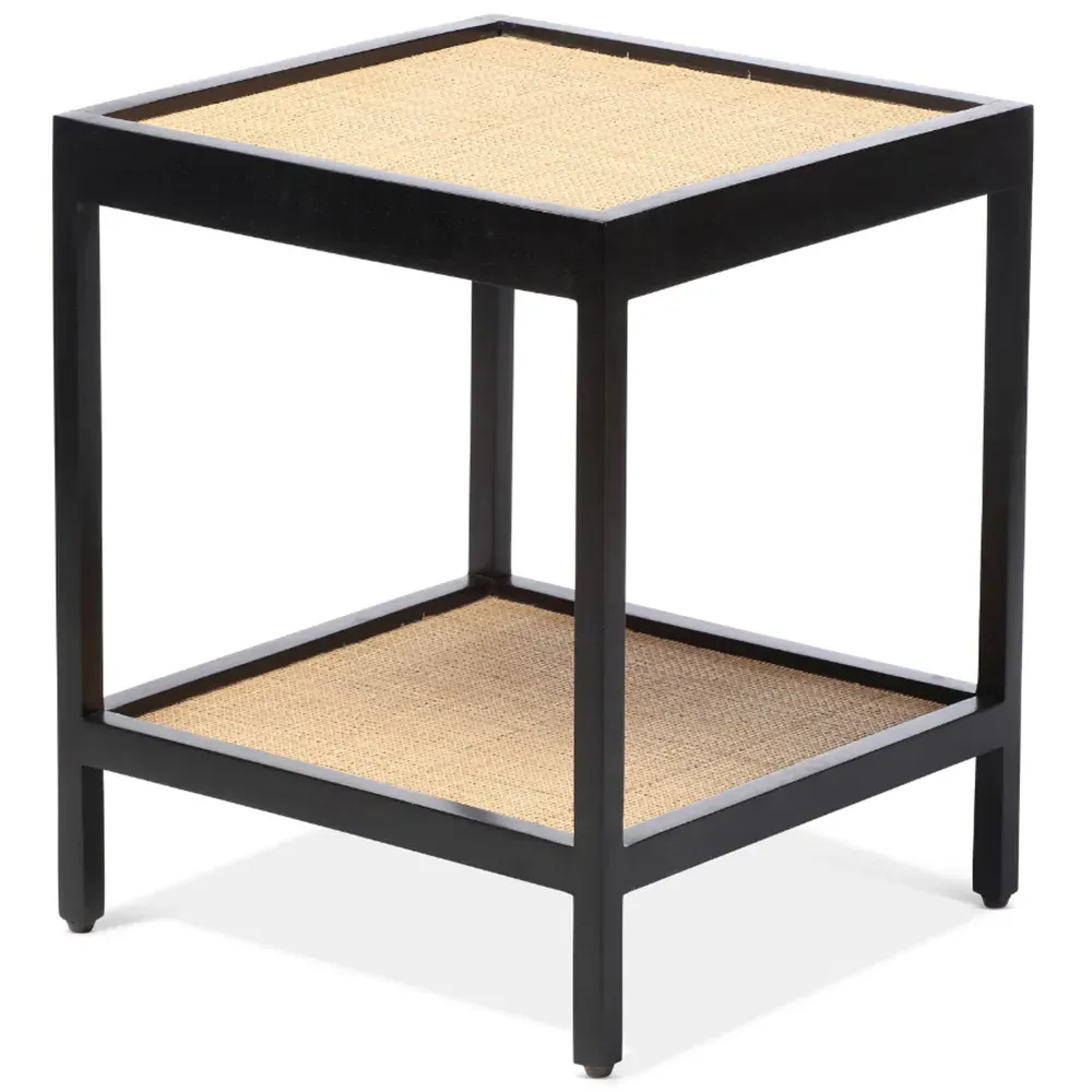 Manhattan Side Table with Shelf - Black, Mango Wood