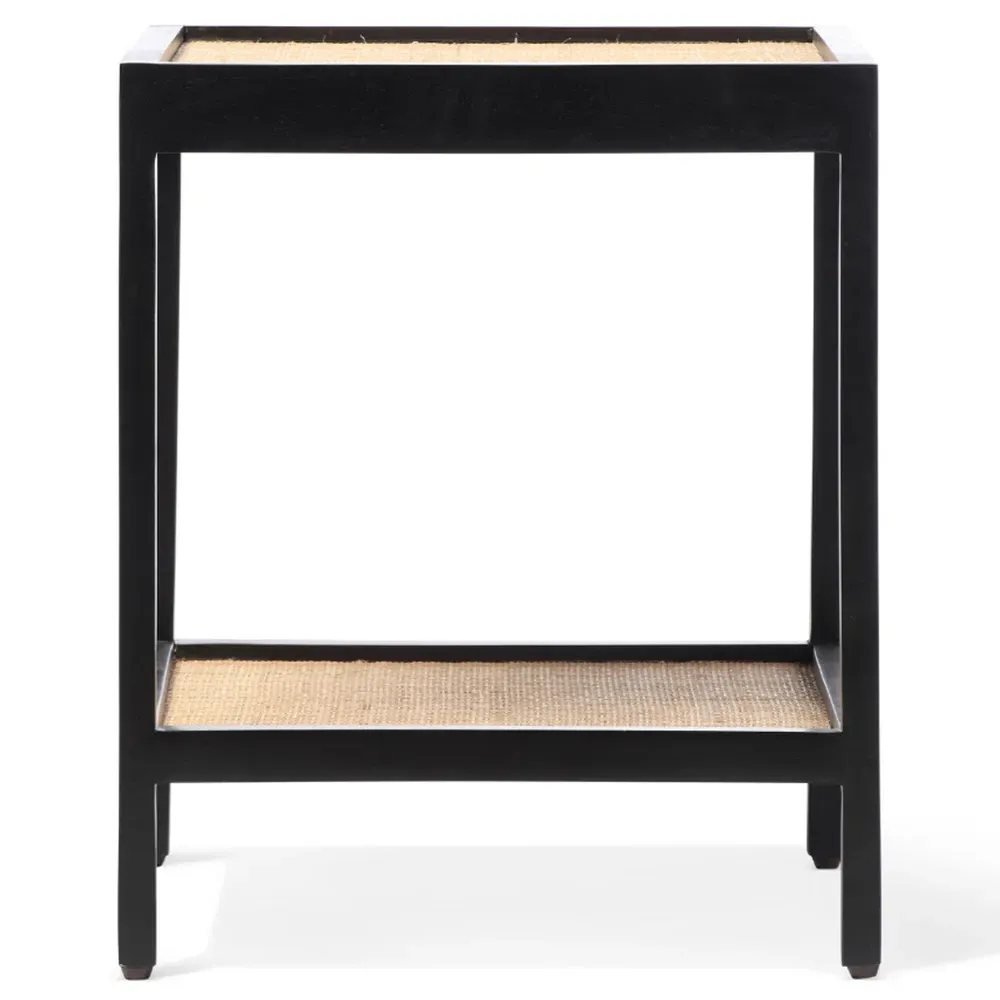 Manhattan Side Table with Shelf - Black, Mango Wood