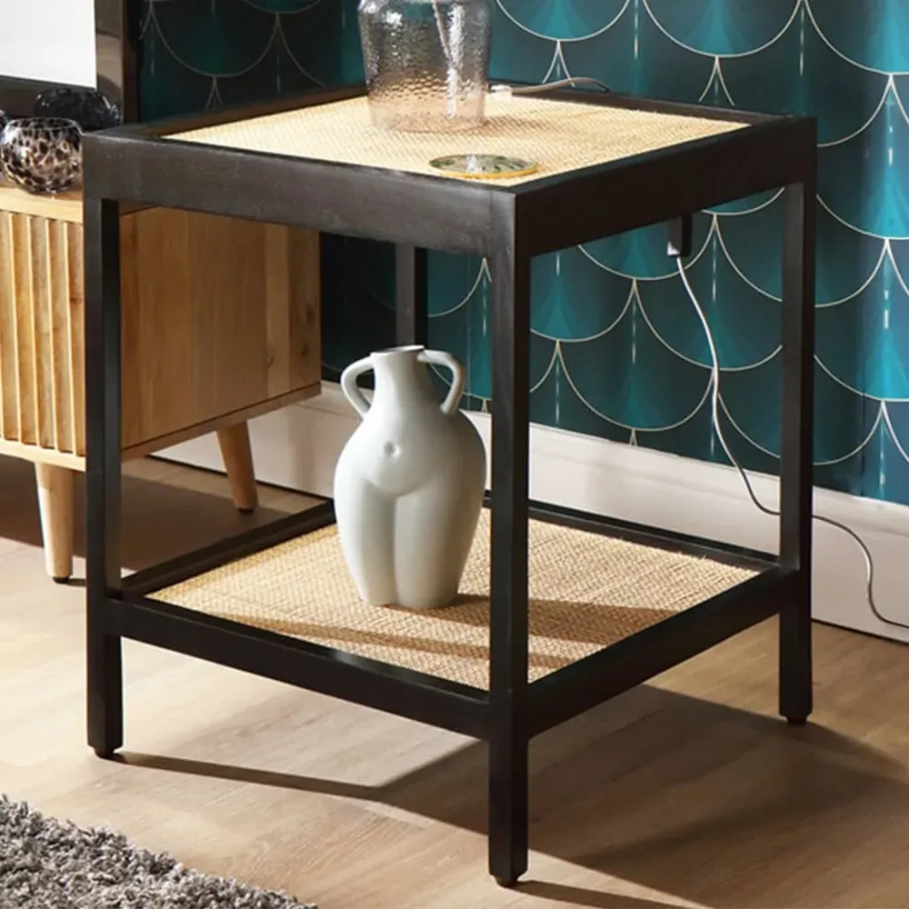 Manhattan Side Table with Shelf - Black, Mango Wood image