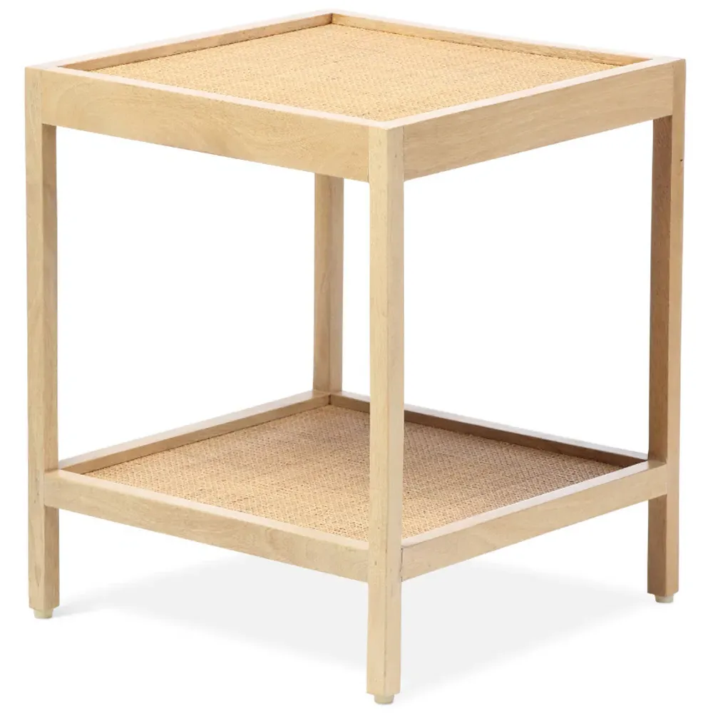 Manhattan Side Table with Shelf - Cream, Mango Wood