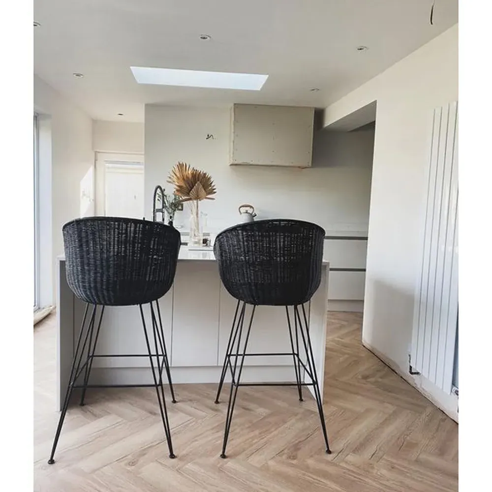 Porto Large Wicker Bar Stool - Black