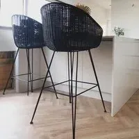 Porto Large Wicker Bar Stool - Black