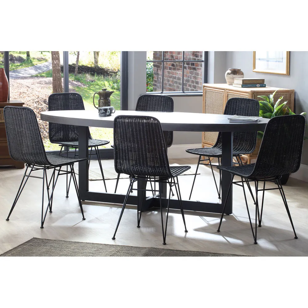 Porto Wicker Dining Chair - Black, Rattan