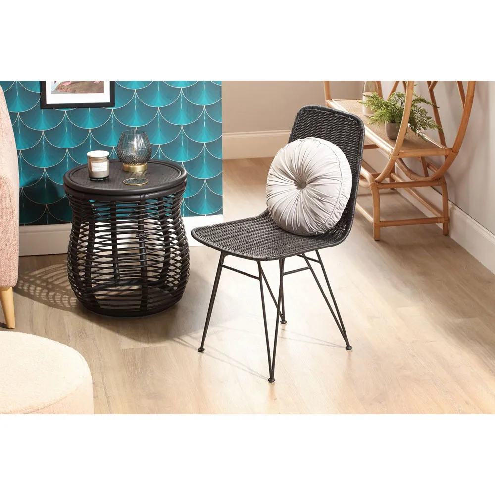 Porto Wicker Dining Chair - Black, Rattan