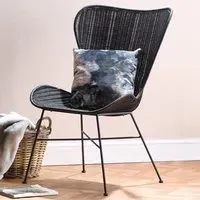 Porto Wing Wicker Dining Chair - Black, Rattan