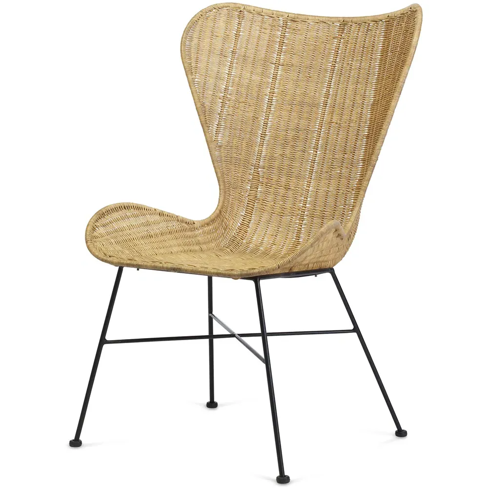 Porto Wing Wicker Dining Chair - Natural, Rattan