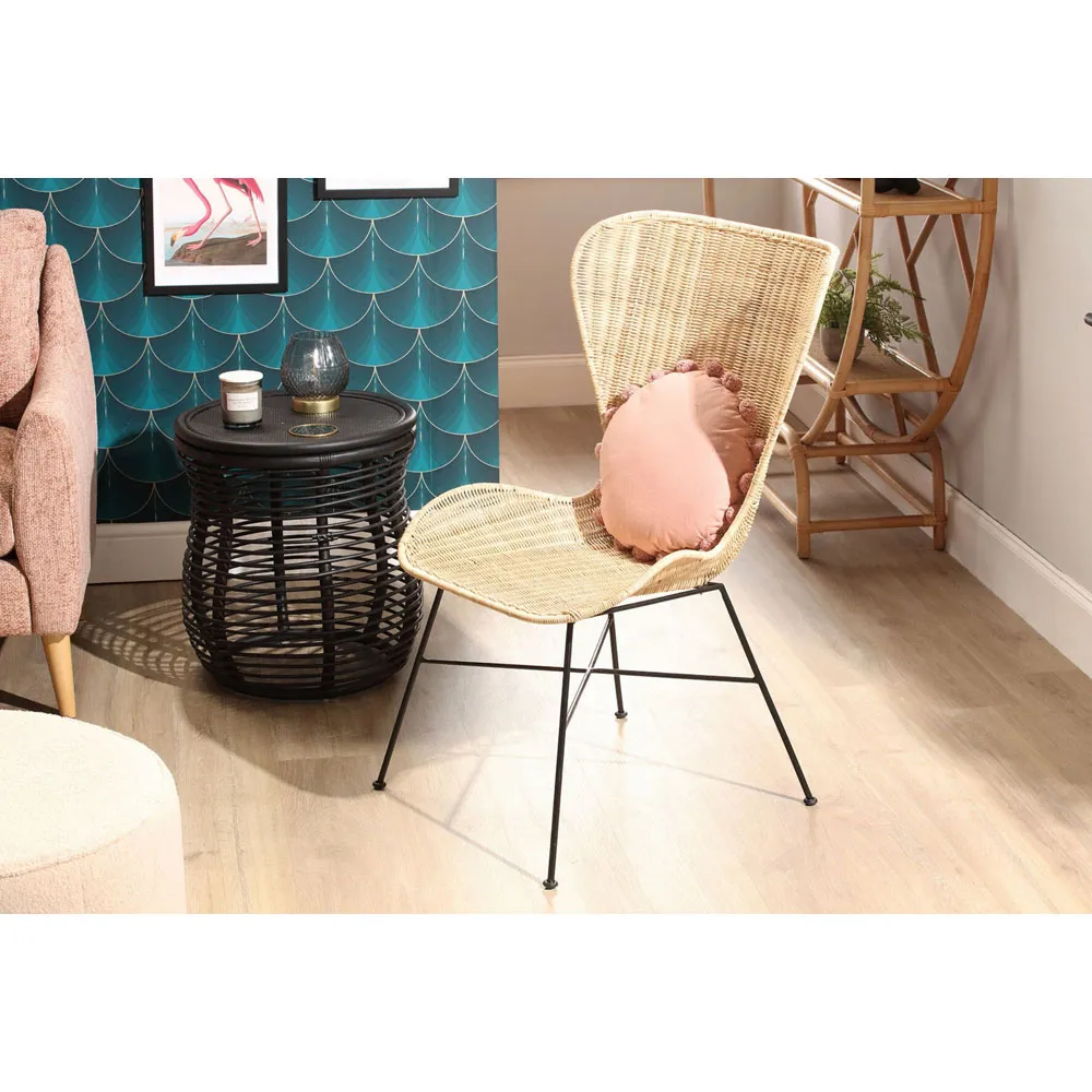 Porto Wing Wicker Dining Chair - Natural, Rattan