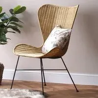 Porto Wing Wicker Dining Chair - Natural, Rattan