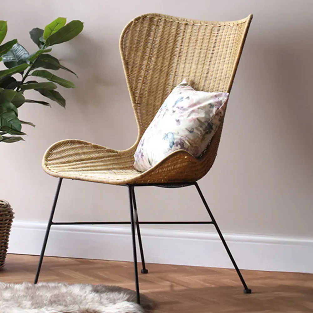 Porto Wing Wicker Dining Chair - Natural, Rattan image