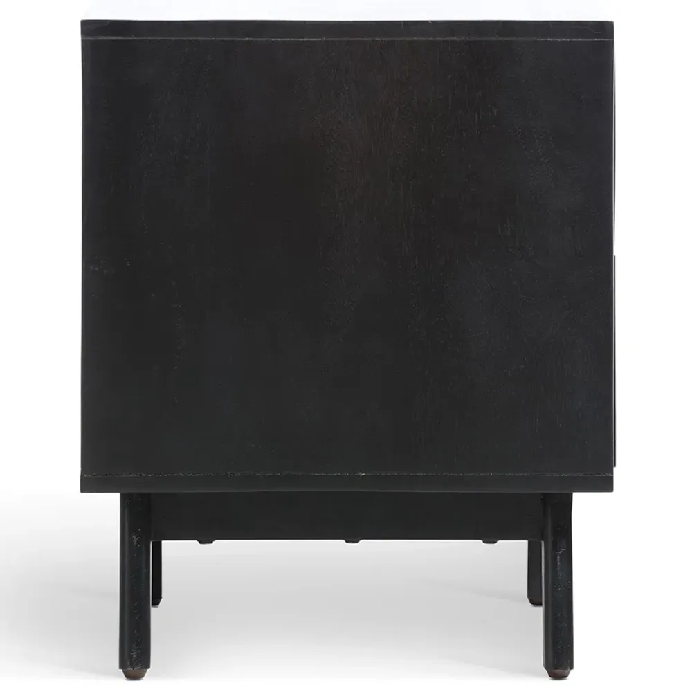 Venice 2 Drawer Bedside Table - Black, Mango Wood
