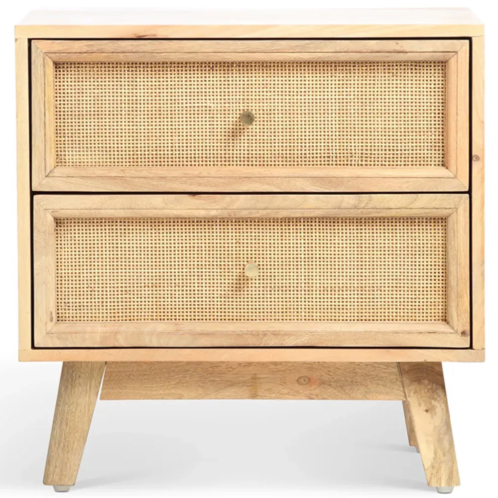 Venice 2 Drawer Bedside Table - Brown, Mango Wood
