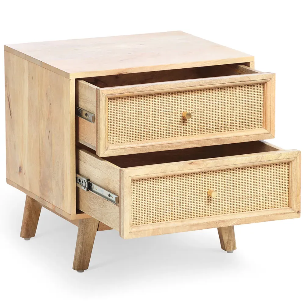 Venice 2 Drawer Bedside Table - Brown, Mango Wood
