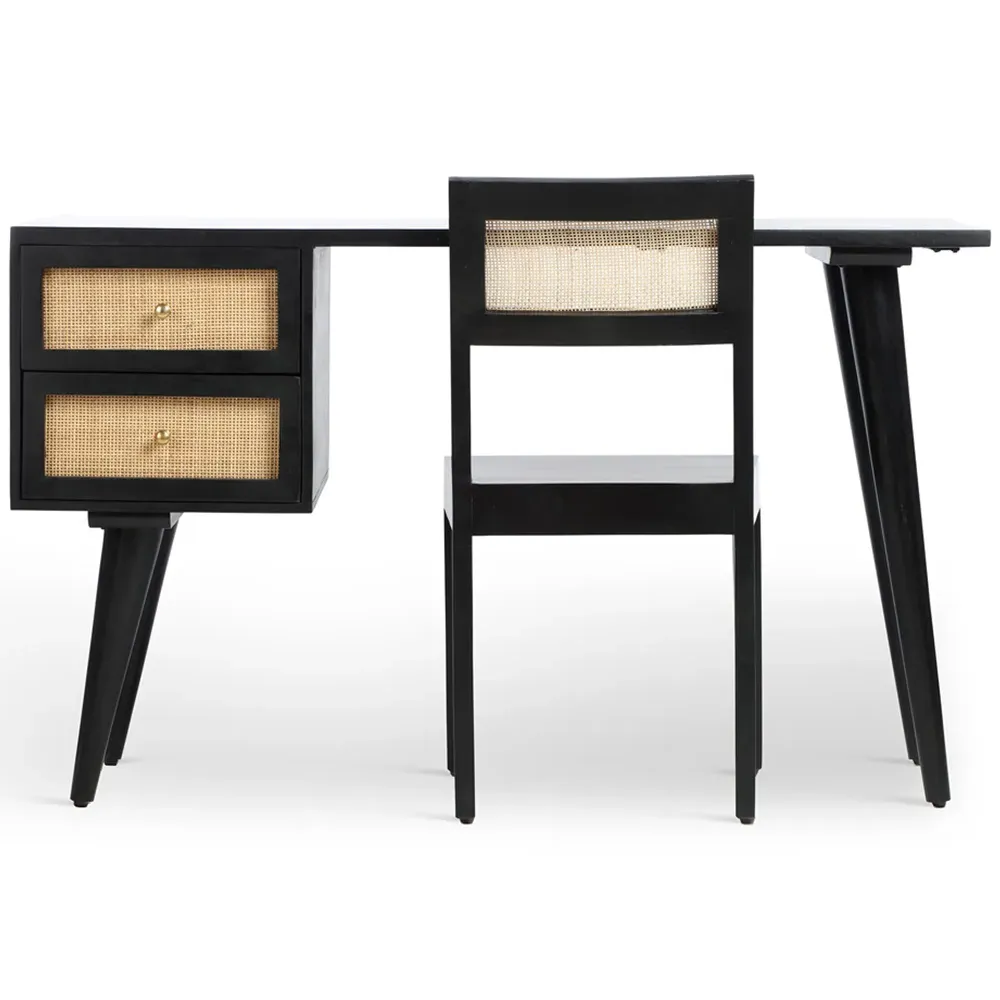 Venice 2 Drawer Dressing Table Set - Black, Mango Wood