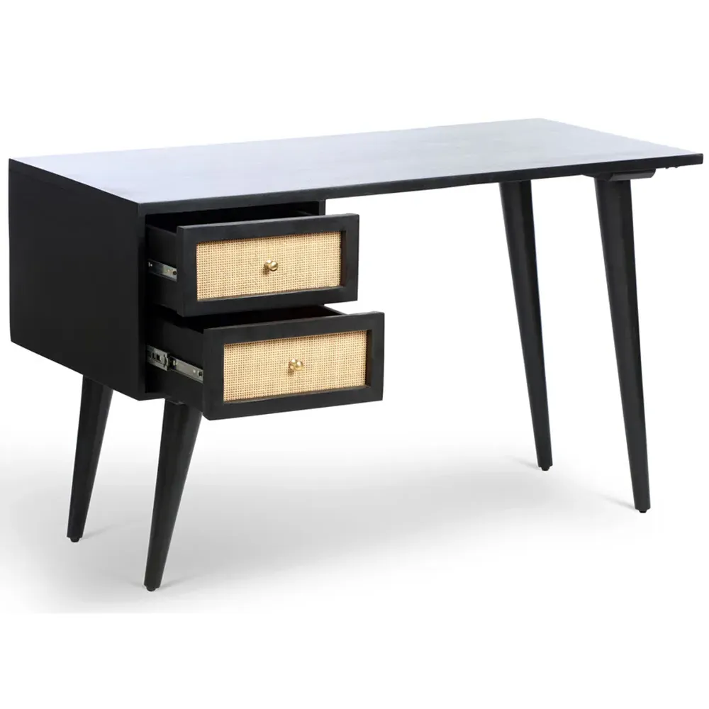 Venice 2 Drawer Dressing Table Set - Black, Mango Wood