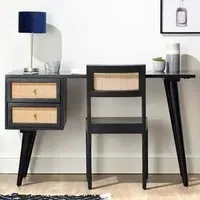 Venice 2 Drawer Dressing Table Set - Black, Mango Wood