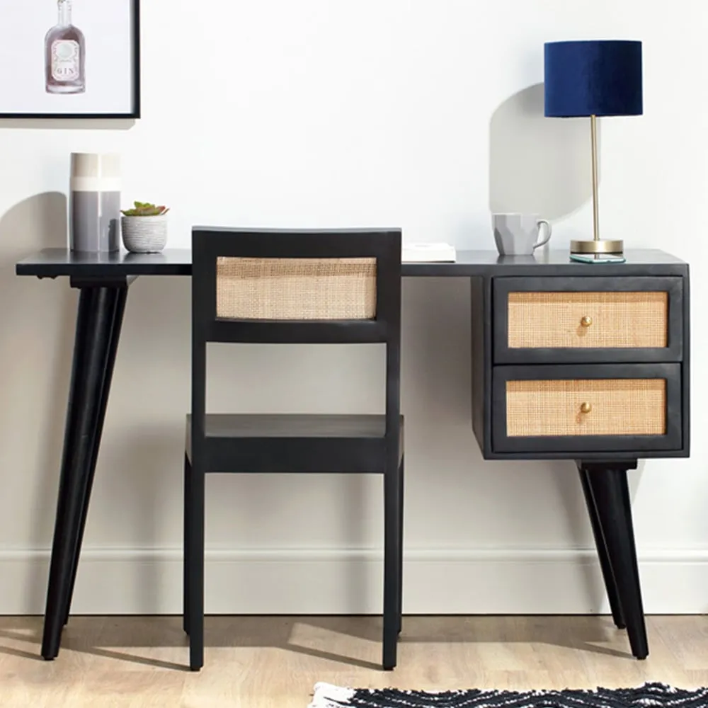 Venice 2 Drawer Dressing Table Set - Black, Mango Wood