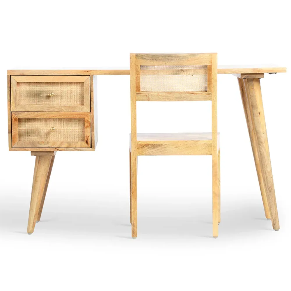 Venice 2 Drawer Dressing Table Set - Cream, Rattan