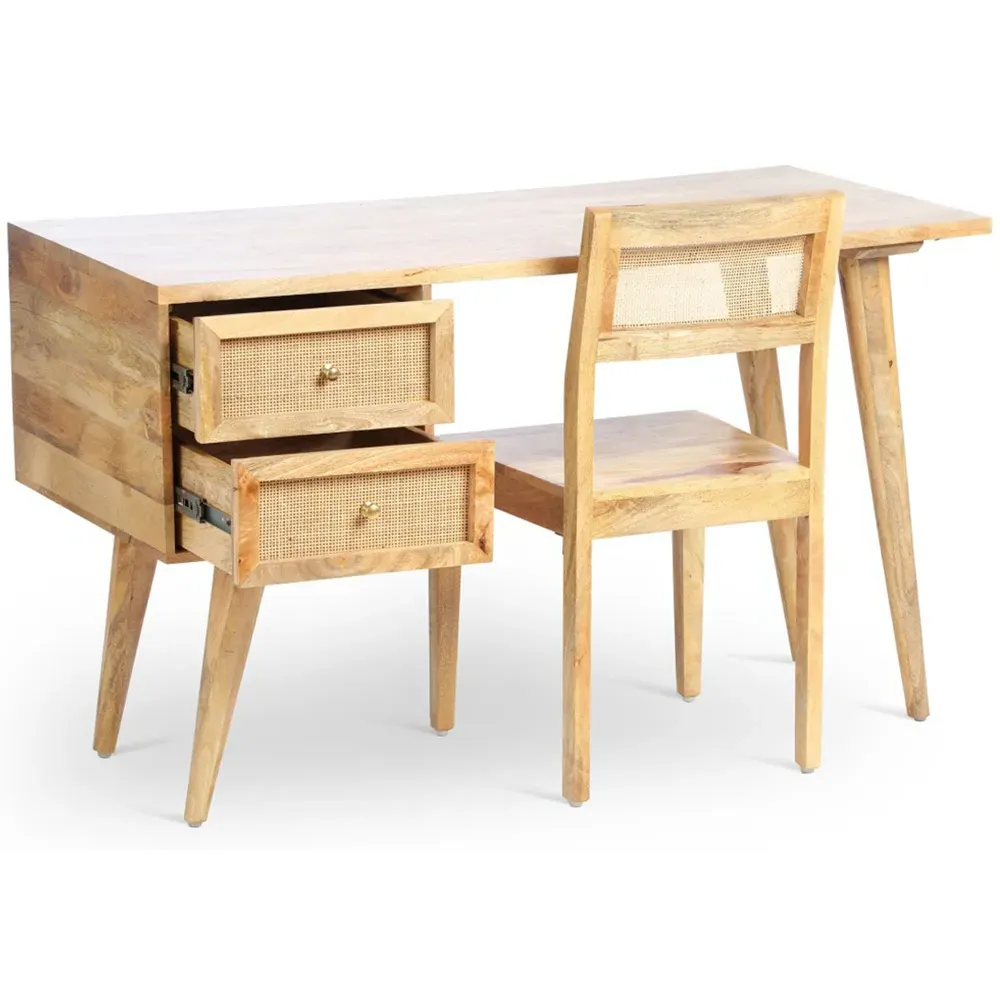 Venice 2 Drawer Dressing Table Set - Cream, Rattan