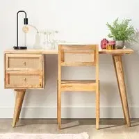 Venice 2 Drawer Dressing Table Set - Cream, Rattan