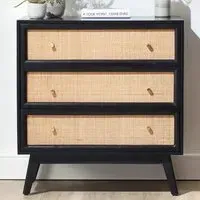 Venice 3 Drawer Chest of Drawers - Black, Mango Wood