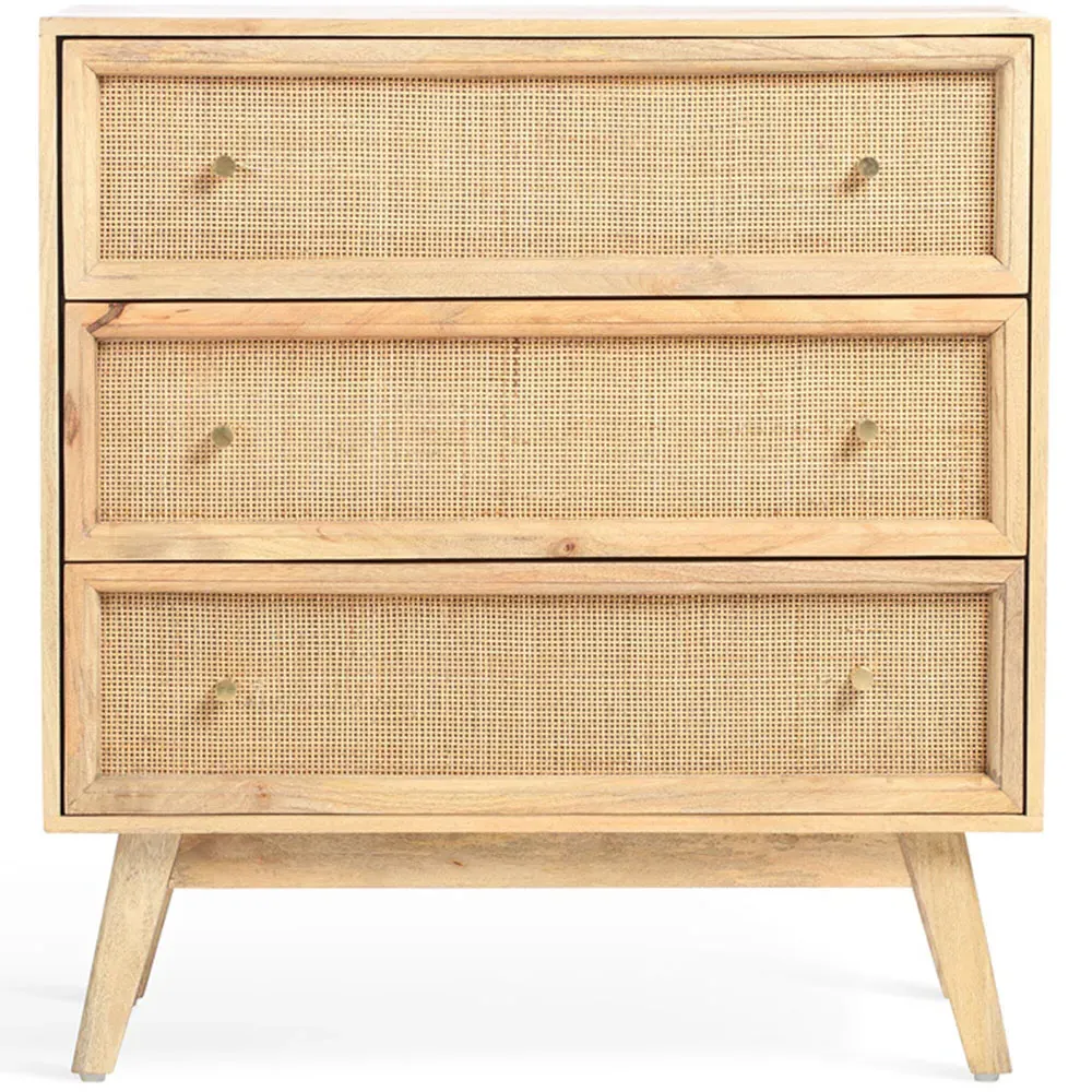 Venice 3 Drawer Chest of Drawers - Natural, Mango Wood