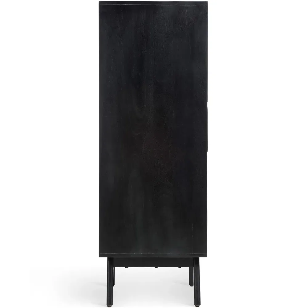 Venice 5 Drawer Tall Chest of Drawers - Black, Mango Wood