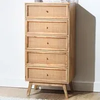 Venice 5 Drawer Tall Chest of Drawers - Natural, Mango Wood