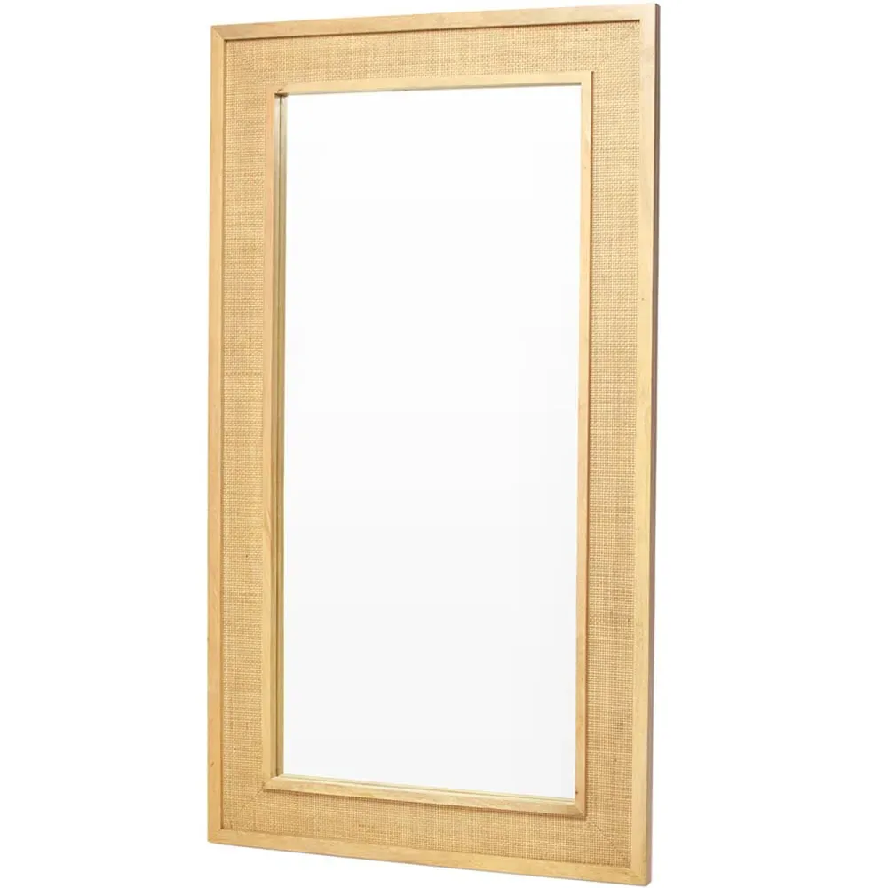 Venice Long Floor Mirror - Cream, Rattan