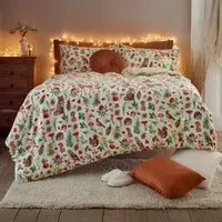 Autumn Animals King Size Fleece Duvet Set - Multi