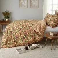 Autumn Leaves Super King Size Duvet Set - Red, Cotton Blend