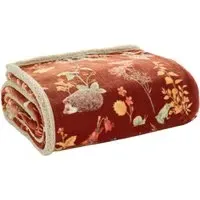Autumnal Woodland Throw - Rust, Flannel