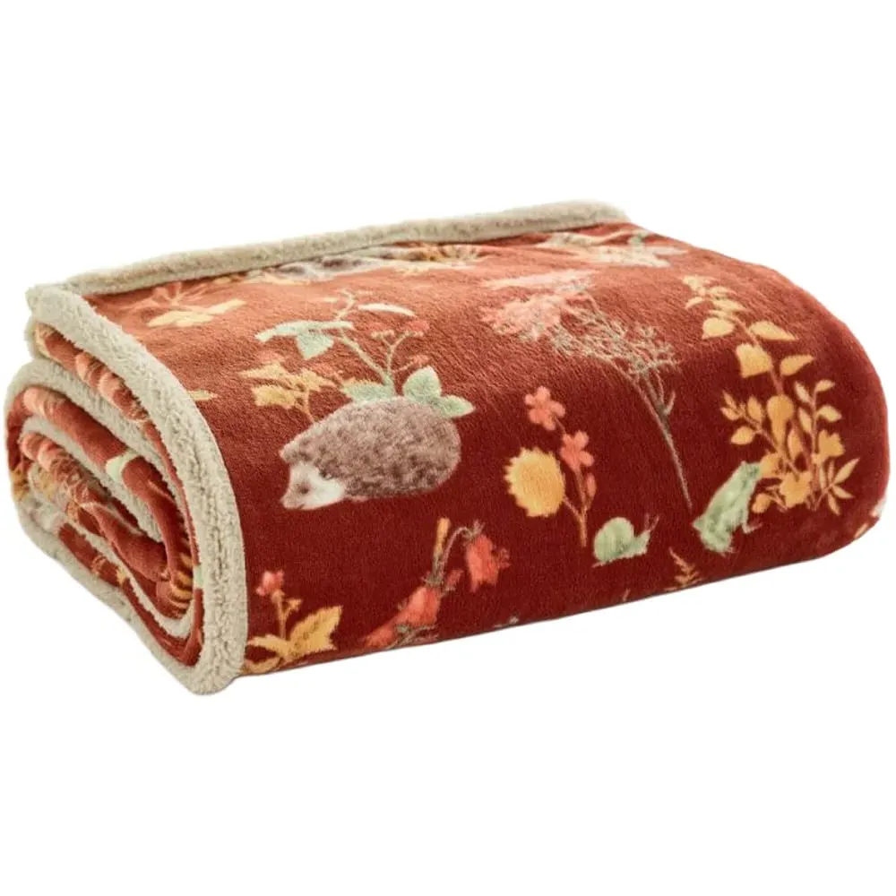 Autumnal Woodland Throw - Rust, Flannel