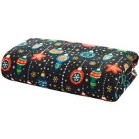 Baubles Christmas Throw - Navy, Coral Fleece