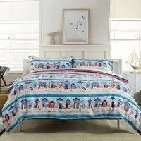 Beach Cabin Single Duvet Set - Green