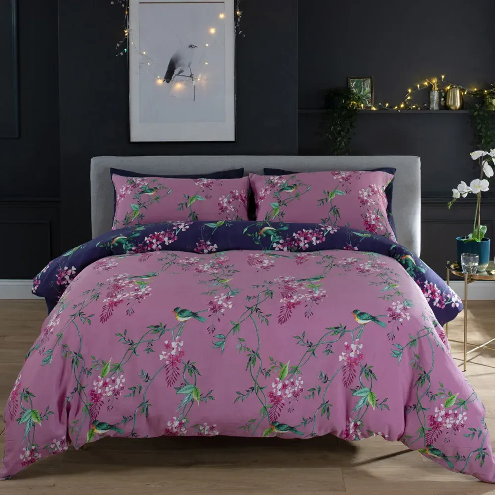 Bird Garden Double Duvet Set - Blue, Cotton