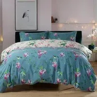 Bird Garden Single Duvet Set - Teal, Cotton