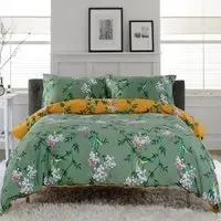 Bird Garden Super King Size Duvet Set - Orange, Cotton