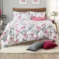 Bows Double Reversible Duvet Set - Pink, Polycotton