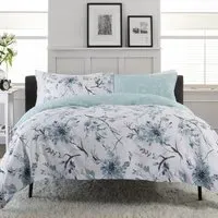 Cherry Blossom King Size Duvet Set - Green, Cotton