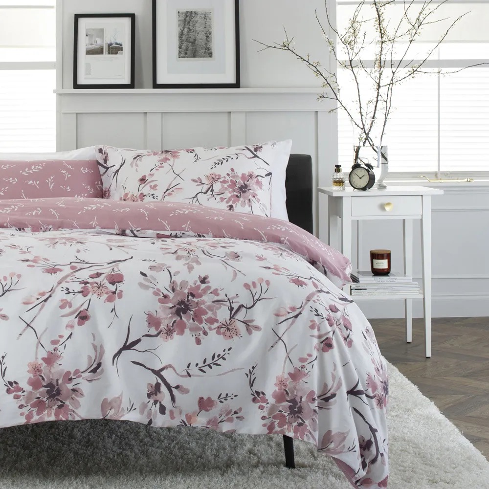 Cherry Blossom Super King Size Duvet Set - Blue