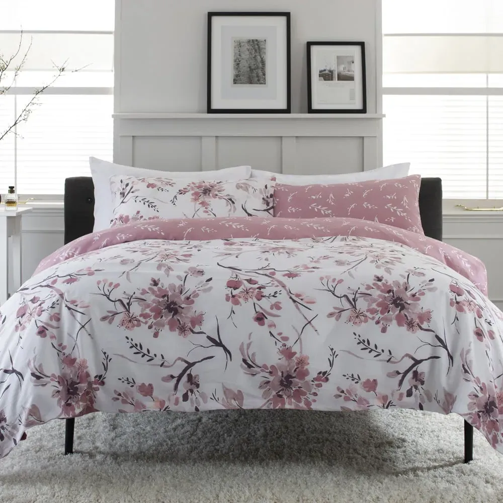 Cherry Blossom Super King Size Duvet Set - Blue image