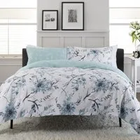 Cherry Blossom Super King Size Duvet Set - Green, Cotton
