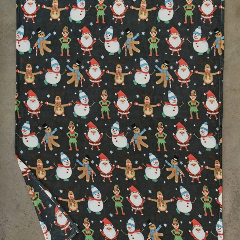 Christmas Dancers Throw - Green, Coral Fleece