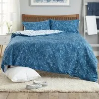 Cow Parsley Double Duvet Set Reversible - Blue, Polycotton