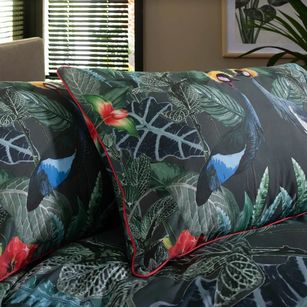 Crane World King Size Duvet Set - Brown, Cotton